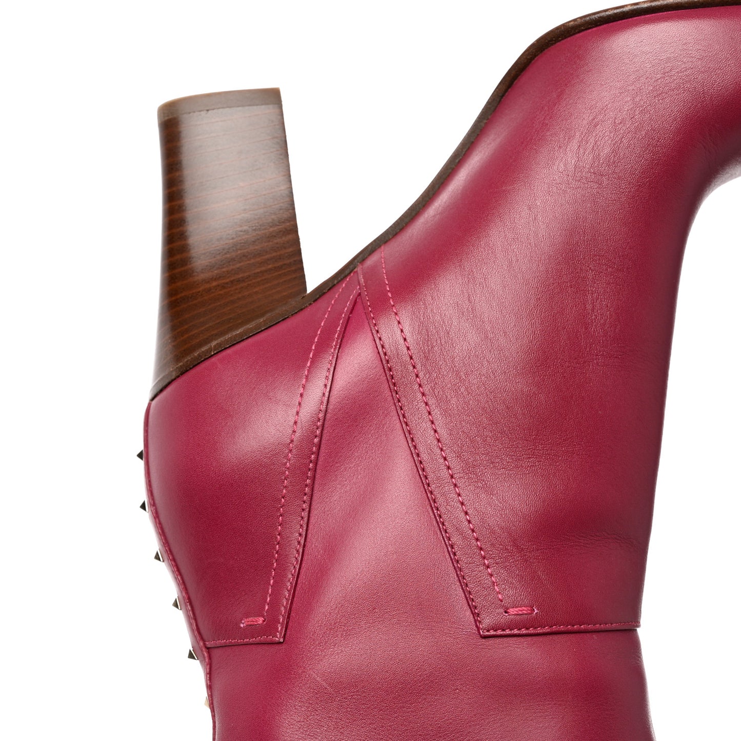 Calfskin Rockstud Tall Boots 37 Red