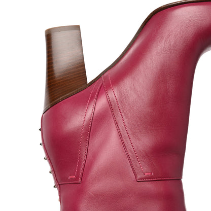 Valentino Garavani Calfskin Rockstud Tall Boots 37 Red 12 of 15