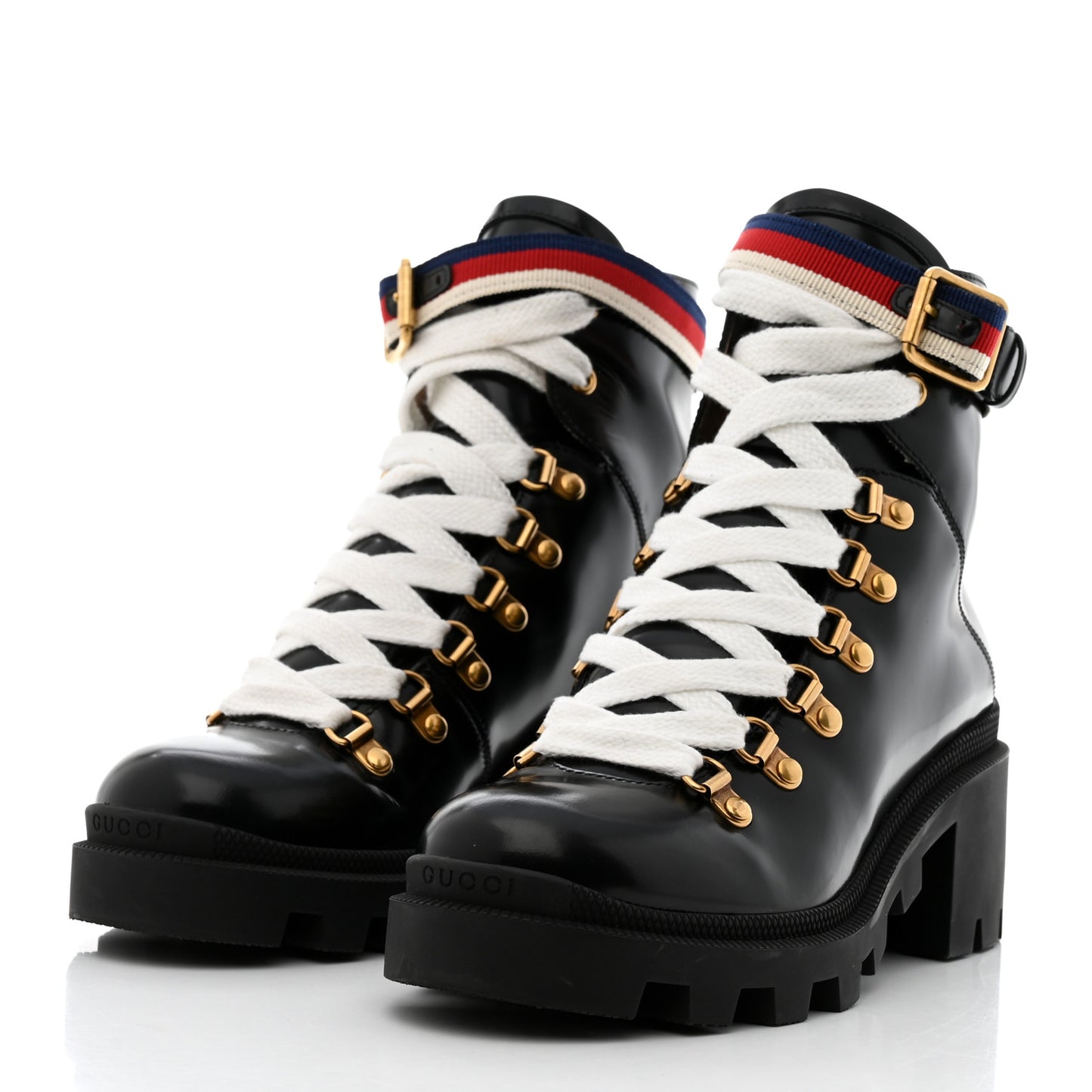Calfskin Sylvie Web Womens Lace Up Combat Boots 36 Black