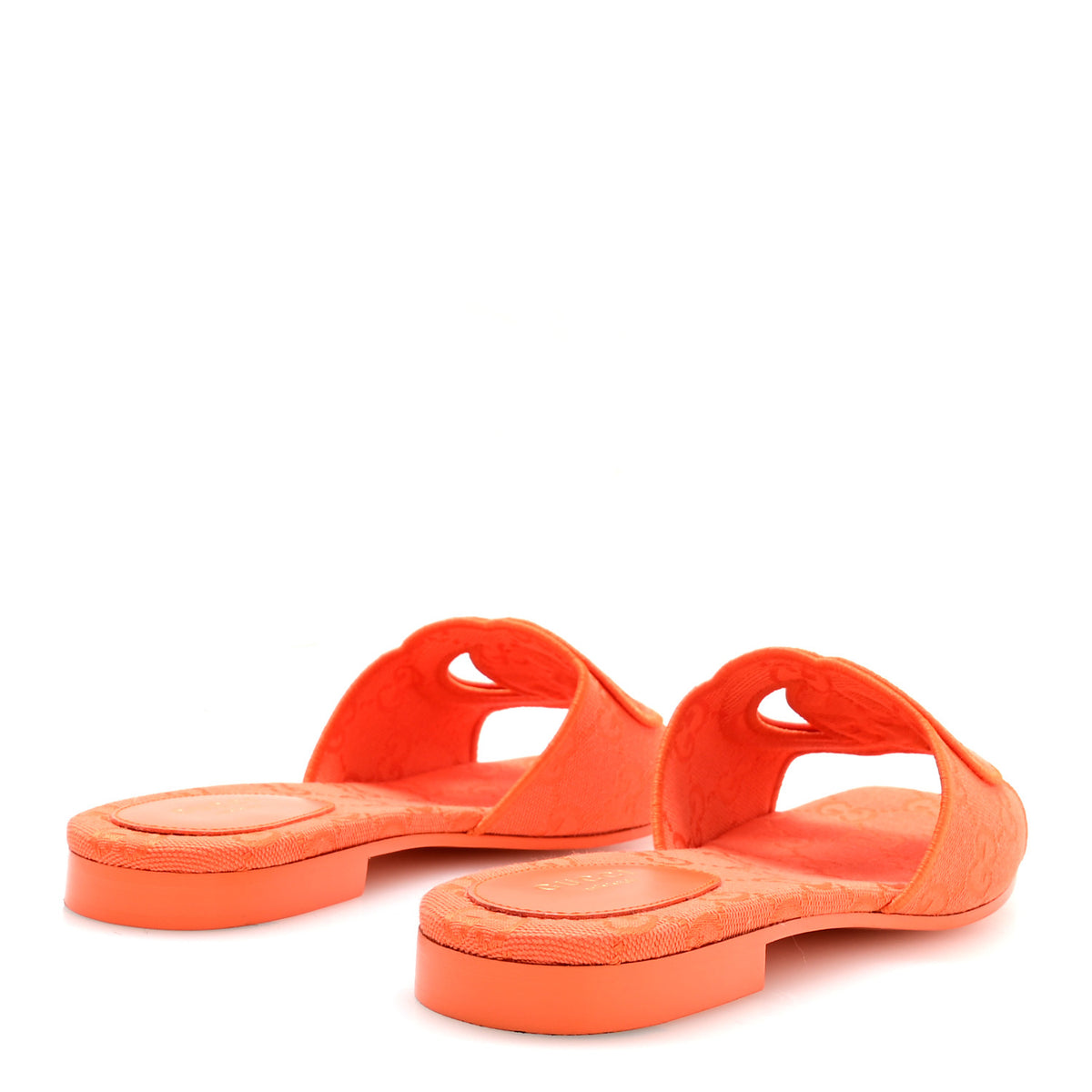 GG Canvas Interlocking G Cut Out Slide Sandals 37 Orange