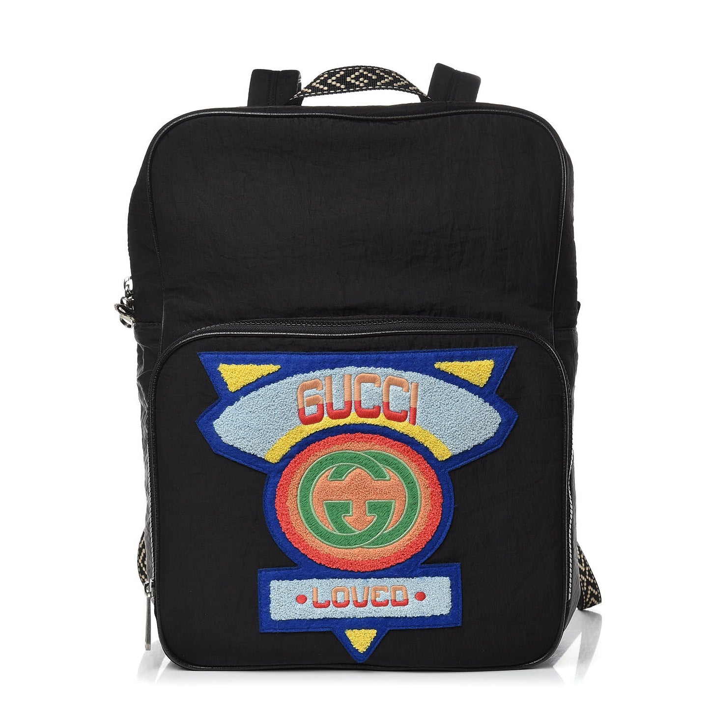Nylon Twill 80s Logo Patch Backpack Black