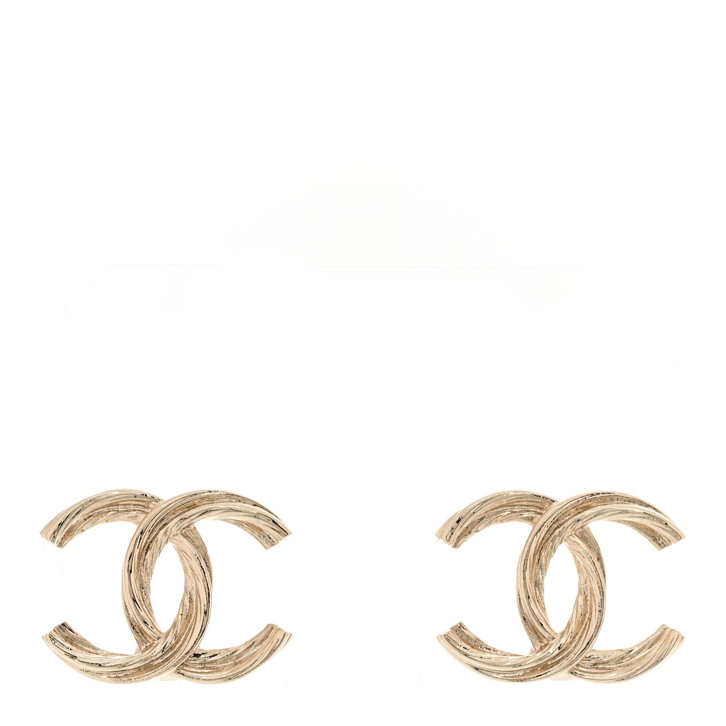 Metal Twisted CC Earrings Gold