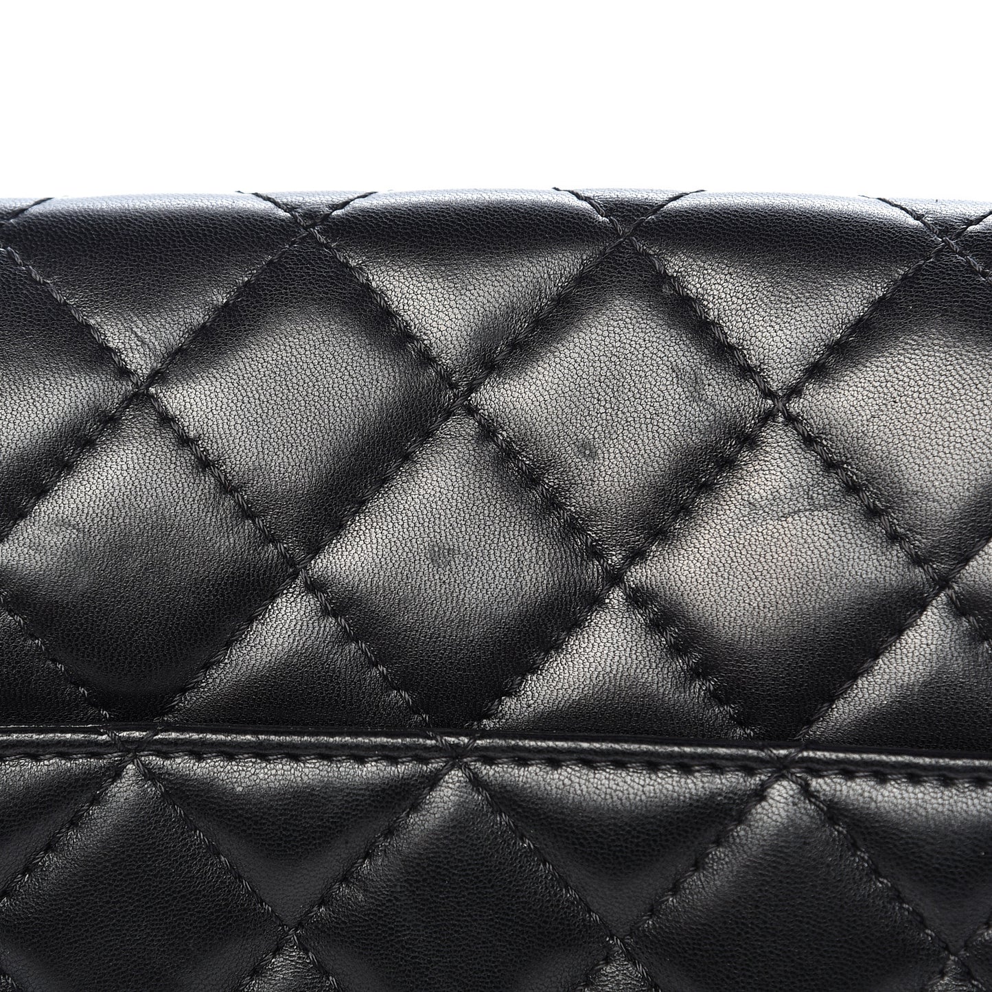 Lambskin Quilted Large Geometric Flap Black