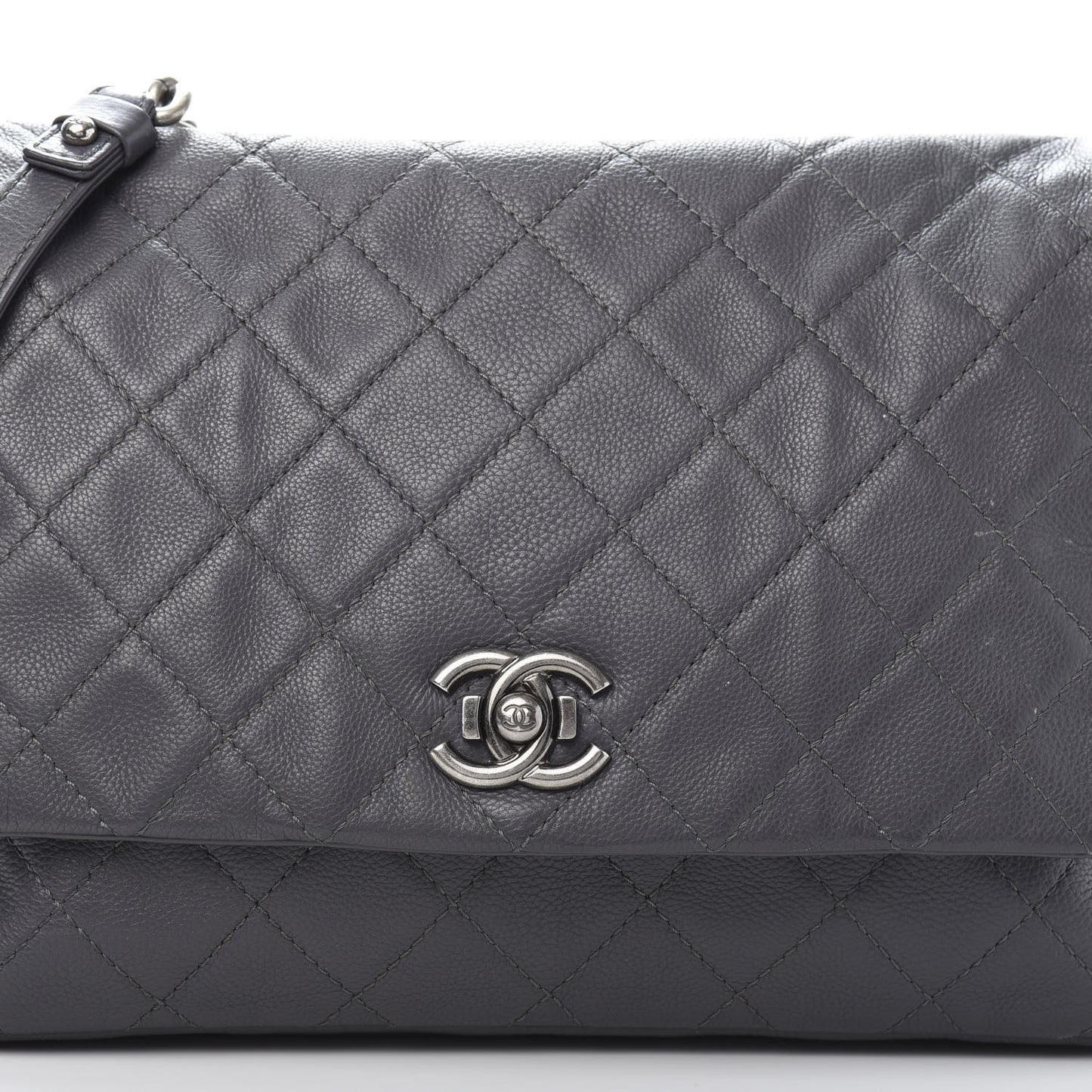 Calfskin Quilted Couture Messenger Grey