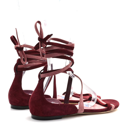 Jimmy Choo Suede Flynn Sandals 40 Vino Mix 4 of 9