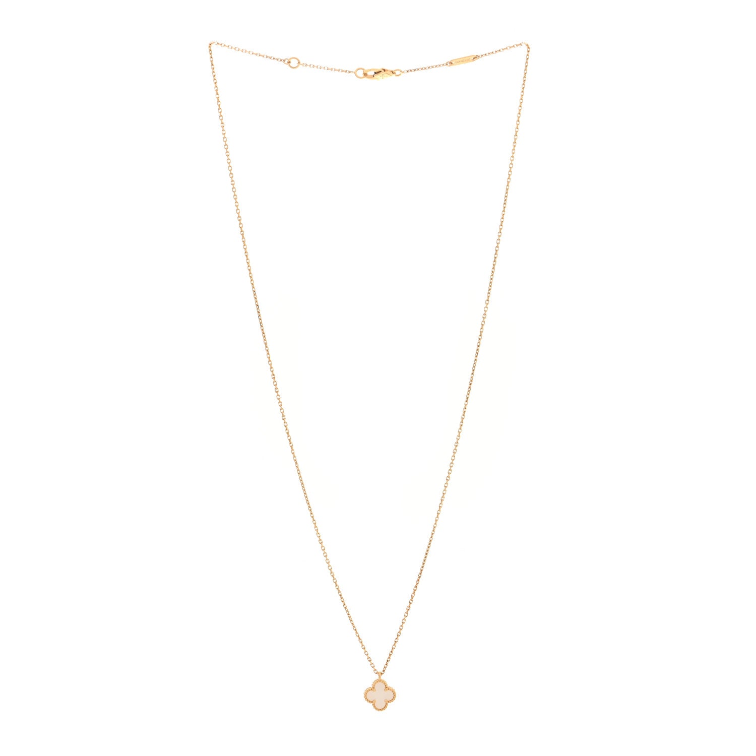 Van Cleef & Arpels 18K Yellow Gold Mother of Pearl Sweet Alhambra Pendant Necklace 3 of 5