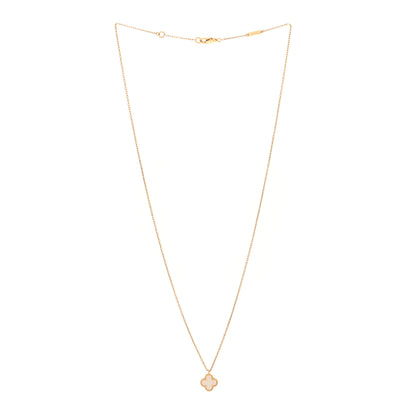 Van Cleef & Arpels 18K Yellow Gold Mother of Pearl Sweet Alhambra Pendant Necklace 3 of 5