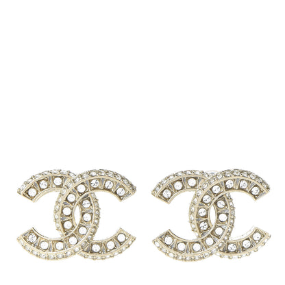 Chanel Crystal Timeless CC Earrings Light Gold 1 of 4