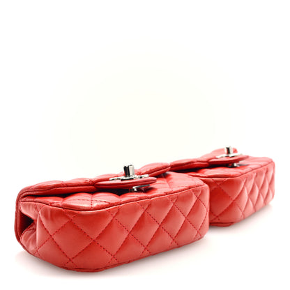 Chanel Lambskin Quilted Double Mini Flap Crossbody Red 4 of 11