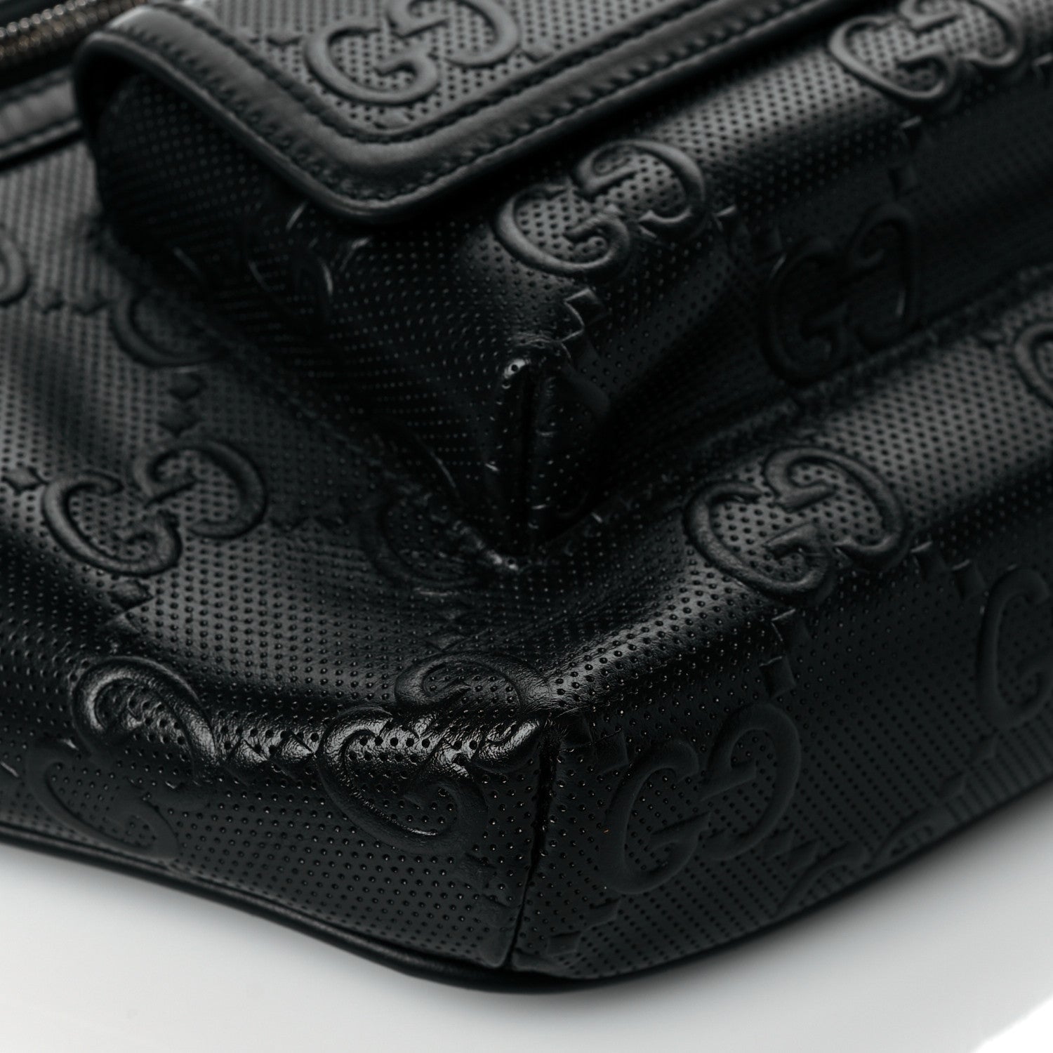 Gucci Calfskin GG Tennis Embossed Pocket Belt Bag Black 9 of 10