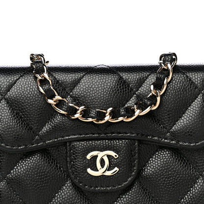 Chanel Caviar Quilted Flap Card Holder Chain Wristlet Black 9 of 12