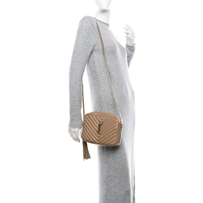 Saint Laurent Calfskin Matelasse Monogram Lou Camera Bag Dark Latte 2 of 12