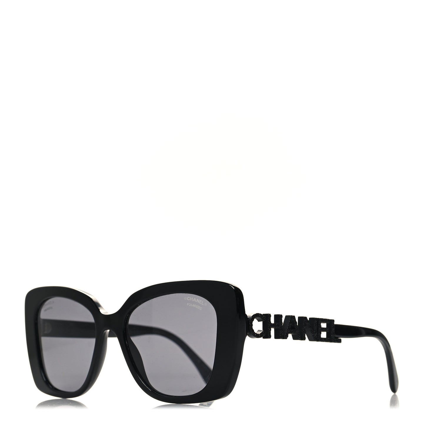 Acetate Strass Polarized Square Sunglasses 5422-B Black