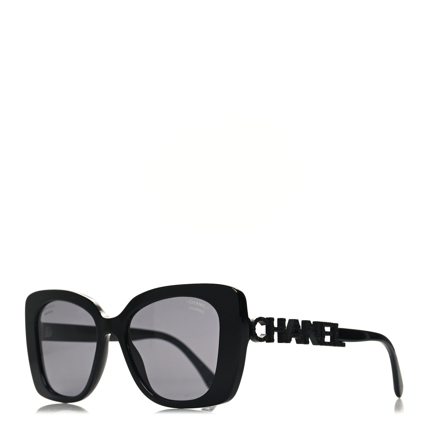 Chanel Acetate Strass Polarized Square Sunglasses 5422-B Black 1 of 8