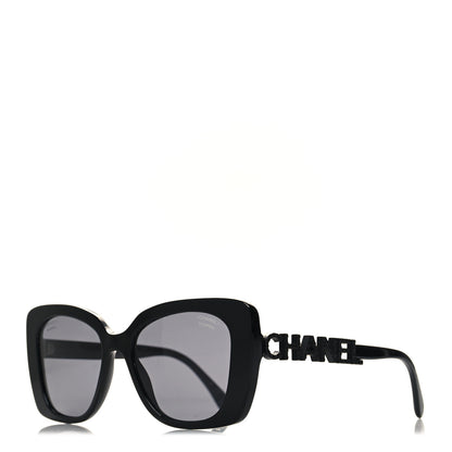 Chanel Acetate Strass Polarized Square Sunglasses 5422-B Black 1 of 8