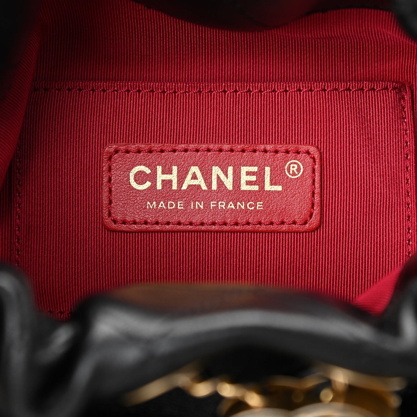 Lambskin Stitched Drawstring Bag Black