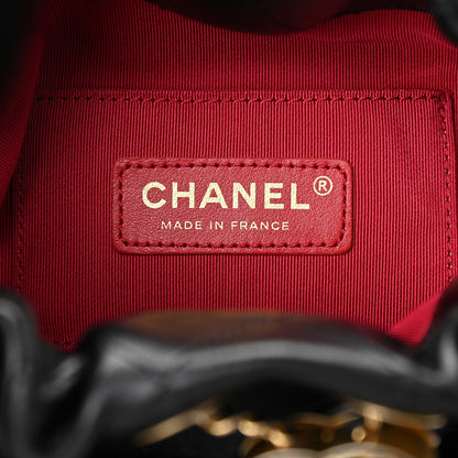 Chanel Lambskin Stitched Drawstring Bag Black 6 of 10