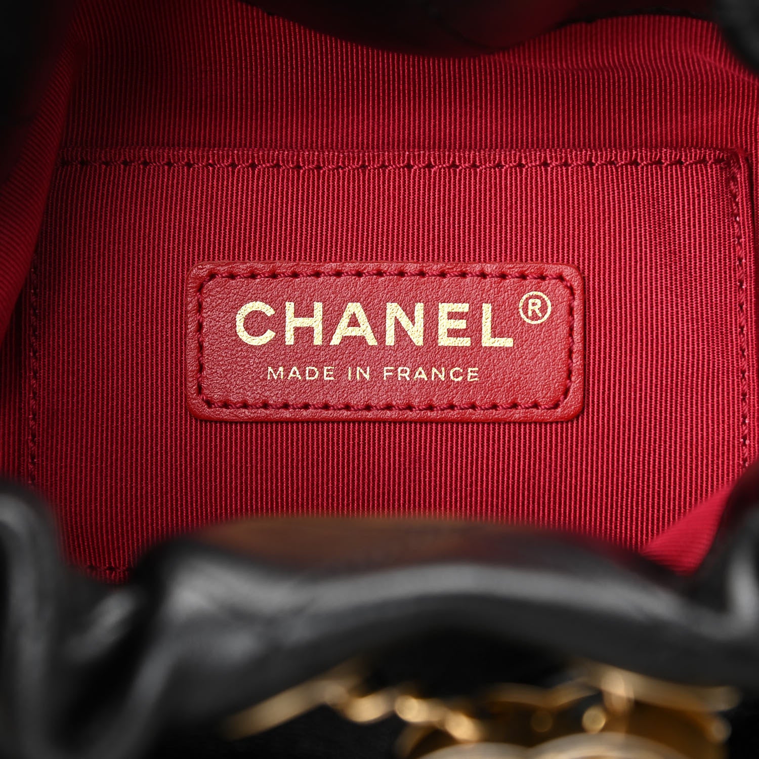 Chanel Lambskin Stitched Drawstring Bag Black 6 of 10