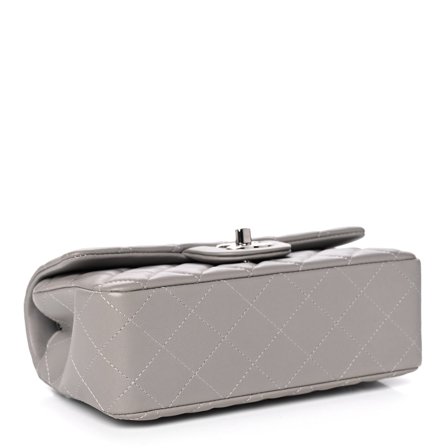 Lambskin Quilted Mini Rectangular Flap Grey