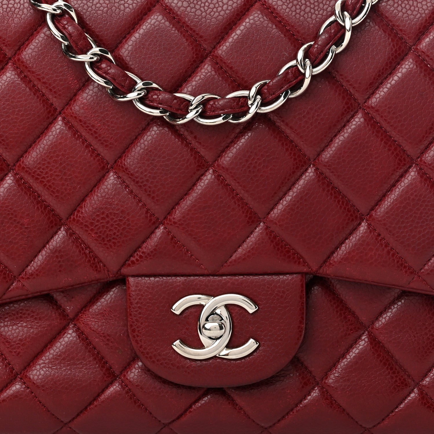Chanel Caviar Quilted Jumbo Single Flap Dark Red 9 of 16