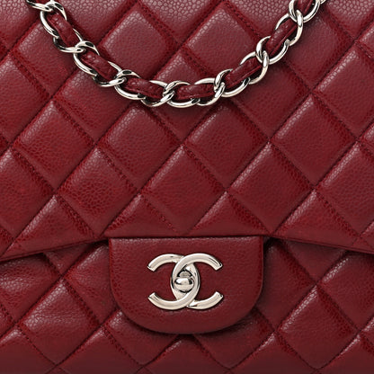 Chanel Caviar Quilted Jumbo Single Flap Dark Red 9 of 16