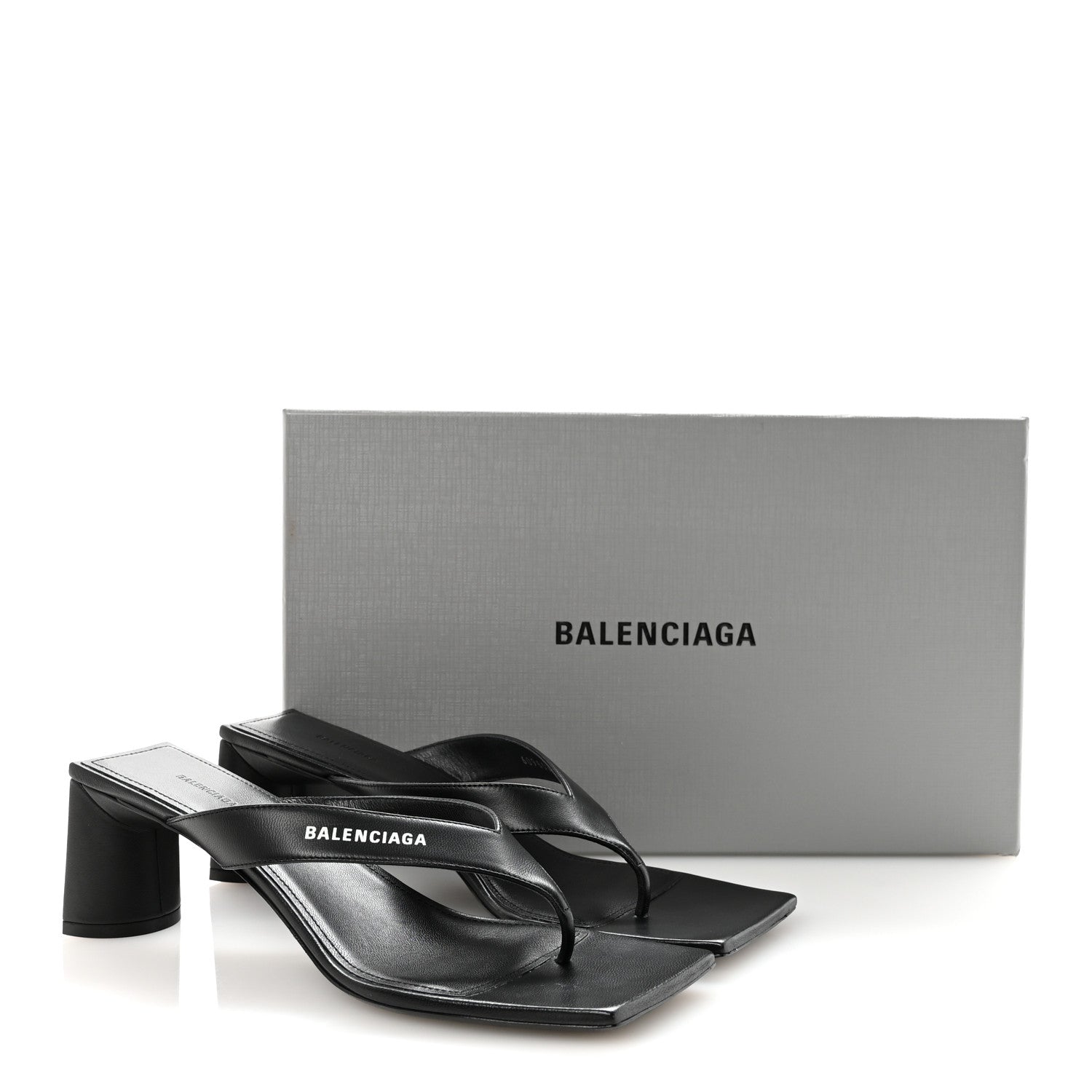 Balenciaga Calfskin Double Square Flat 60mm Sandals 39 Black 10 of 10