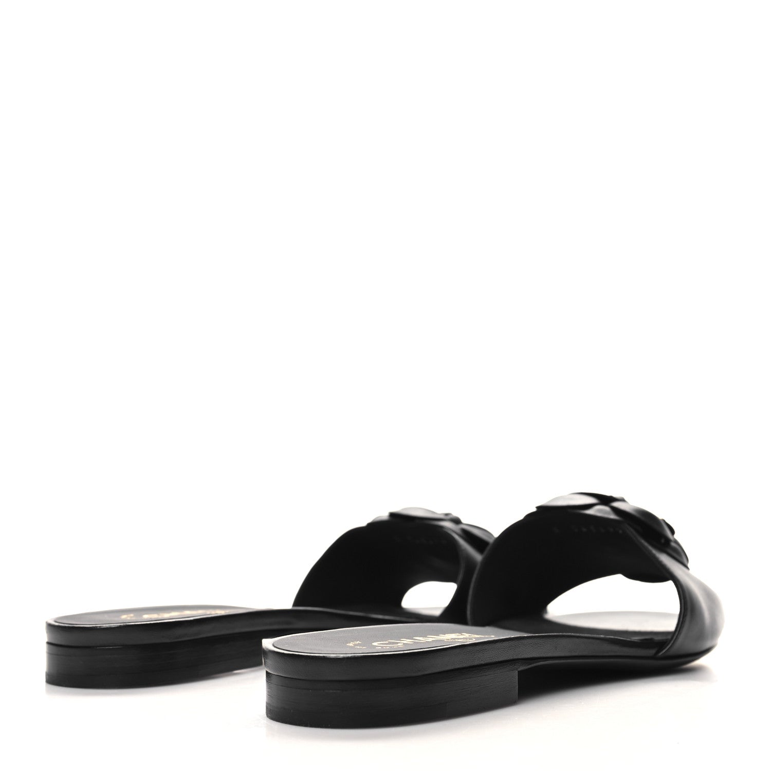 Chanel Lambskin Camellia CC Slides 40 Black 4 of 8
