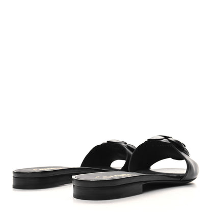 Chanel Lambskin Camellia CC Slides 40 Black 4 of 8