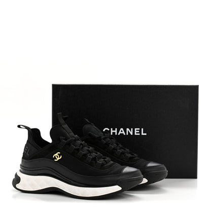 Chanel Velvet Calfskin Mixed Fibers CC Sneakers 38 Black 10 of 10
