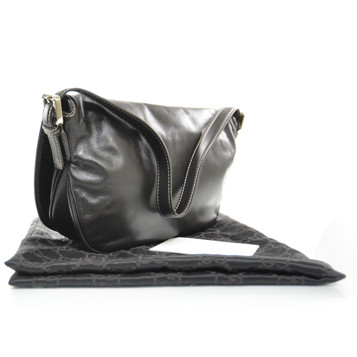Gucci Leather Britt Shoulder Bag Dark Brown 3 of 8