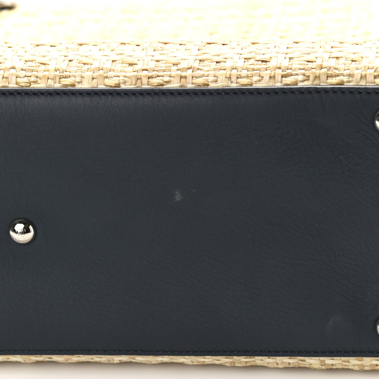 Fendi Woven Raffia Vitello Regular 2Jours Tote Natural Black 11 of 13