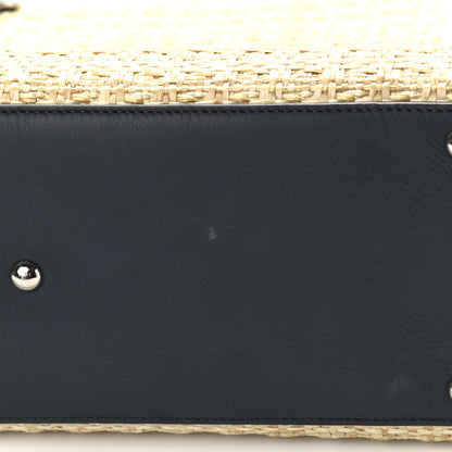 Fendi Woven Raffia Vitello Regular 2Jours Tote Natural Black 11 of 13