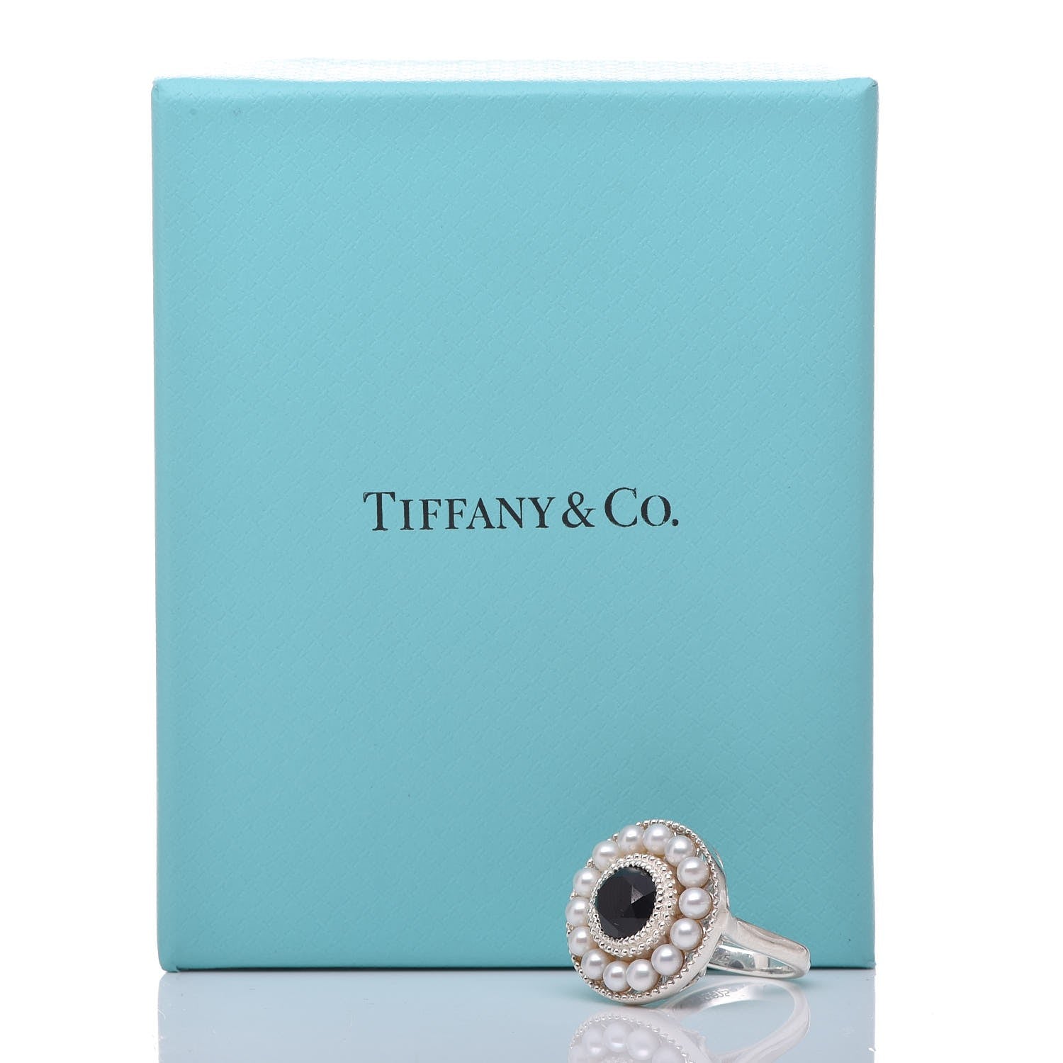 Tiffany Sterling Silver Black Onyx Freshwater Pearl Ziegfeld Ring 49 5 5 of 10