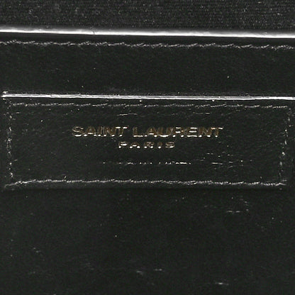 Saint Laurent Lambskin Mixed Matelasse Triquilt Medium Monogram Satchel Black 6 of 10