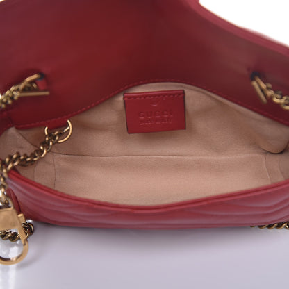 Gucci Calfskin Matelasse Super Mini GG Marmont Shoulder Bag Hibiscus Red 5 of 8