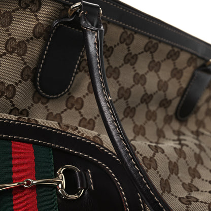 Gucci Monogram Sherry Line Horsebit Tote Dark Brown 12 of 18