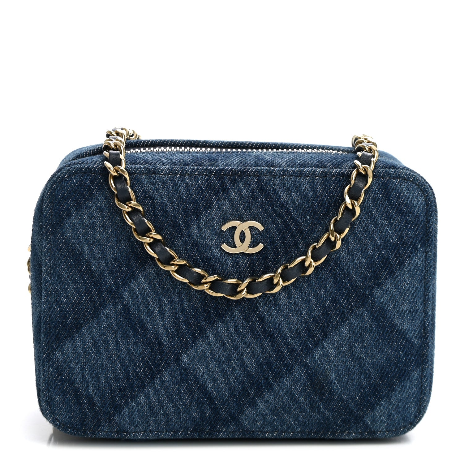 Chanel Printed Denim CC Camera Case Blue 1 of 9
