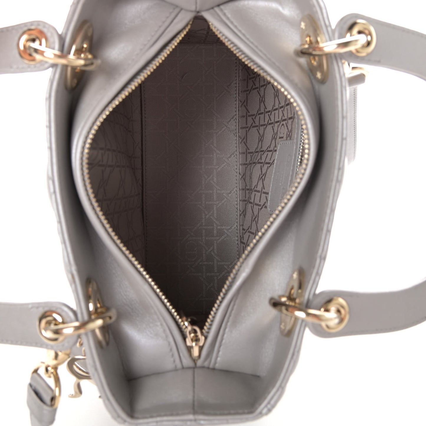 Pearly Lambskin Cannage Medium Lady Dior Grey