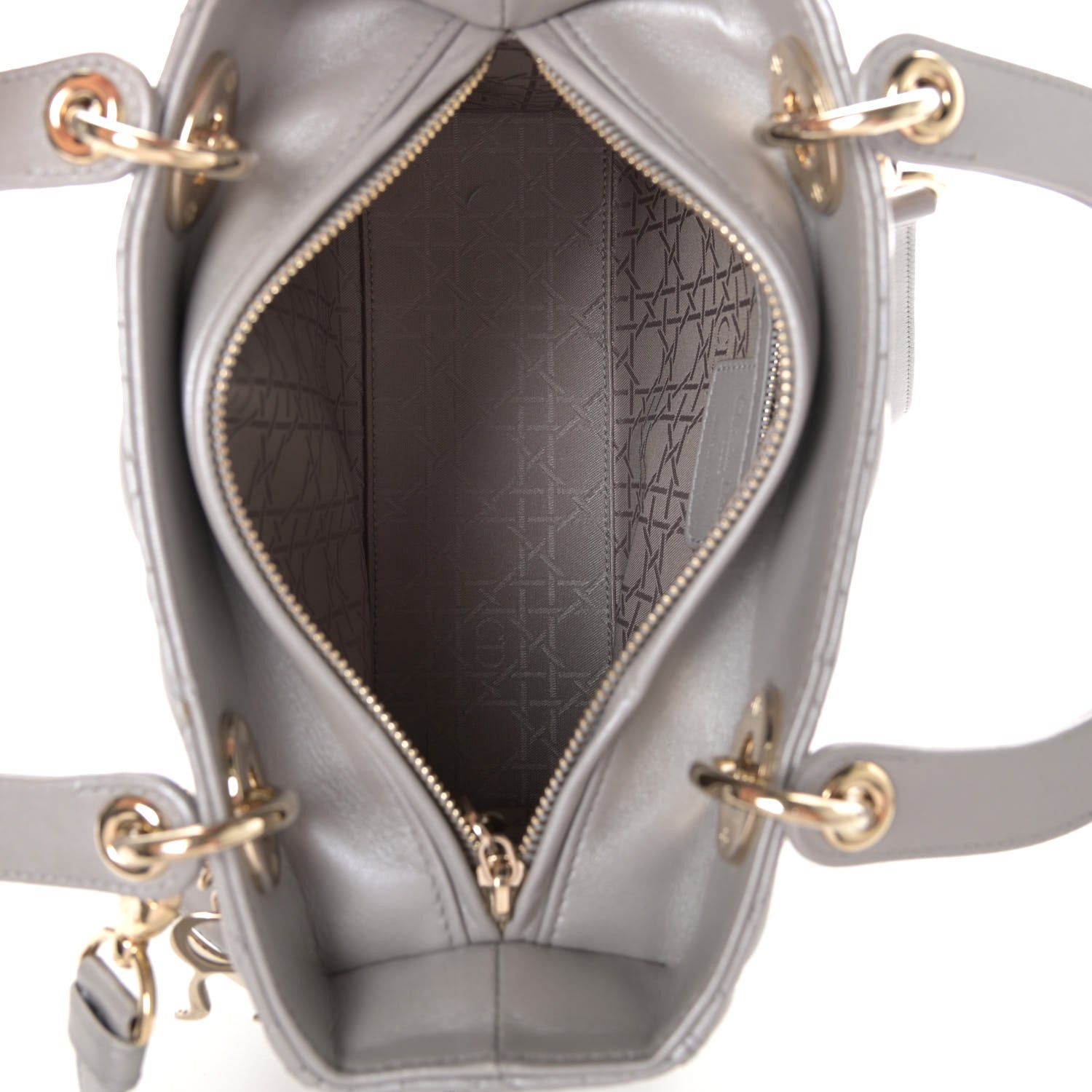 Christian Dior Pearly Lambskin Cannage Medium Lady Dior Grey 7 of 11