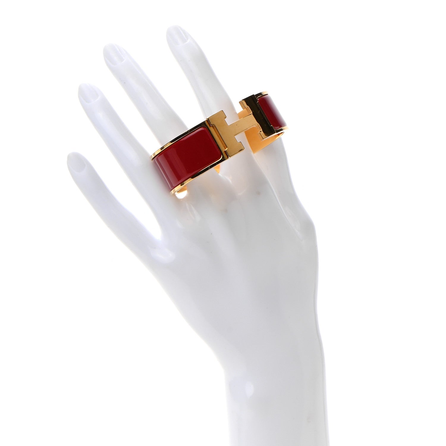 Hermes Enamel Wide Clic Clac H Bracelet GM Red 2 of 4