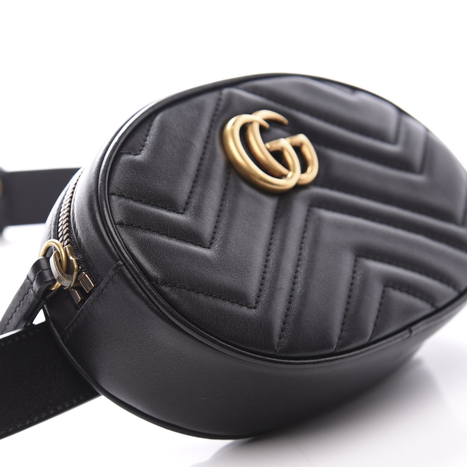 Gucci Calfskin Matelasse GG Marmont Belt Bag 85 34 Black 8 of 11