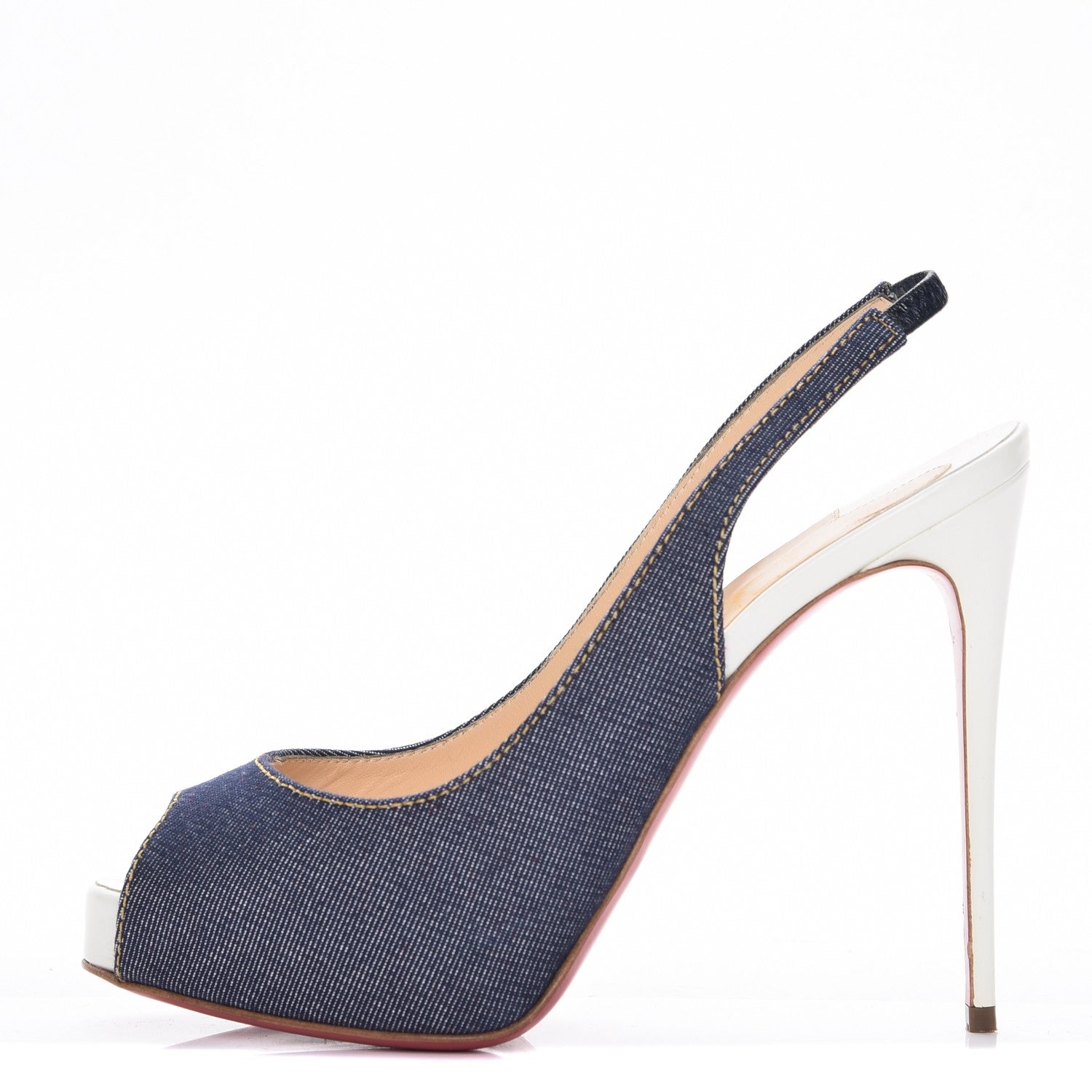 Christian Louboutin Denim Private Number 120 Pumps 36 Blue White 1 of 10