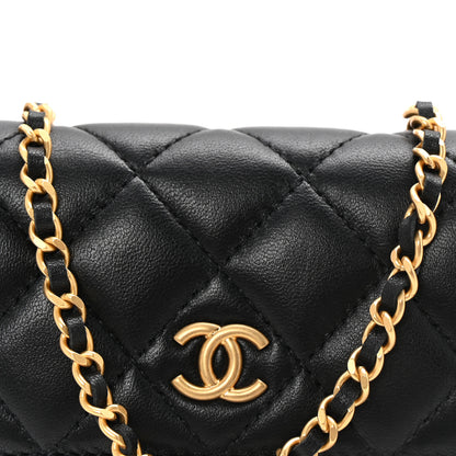 Chanel Lambskin Enamel Quilted Coco Hearts Clutch With Chain Black 9 of 12
