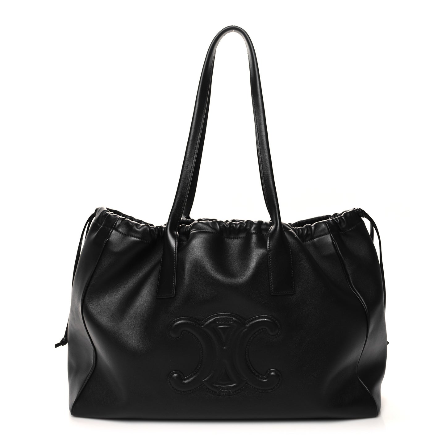 Grained Calfskin Cuir Triomphe Cabas Drawstring Black