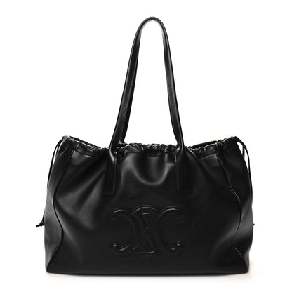 Celine Grained Calfskin Cuir Triomphe Cabas Drawstring Black 1 of 10
