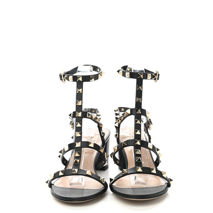 Valentino Garavani Calfskin Rockstud 60mm City Sandals 37.5 Black 2 of 8
