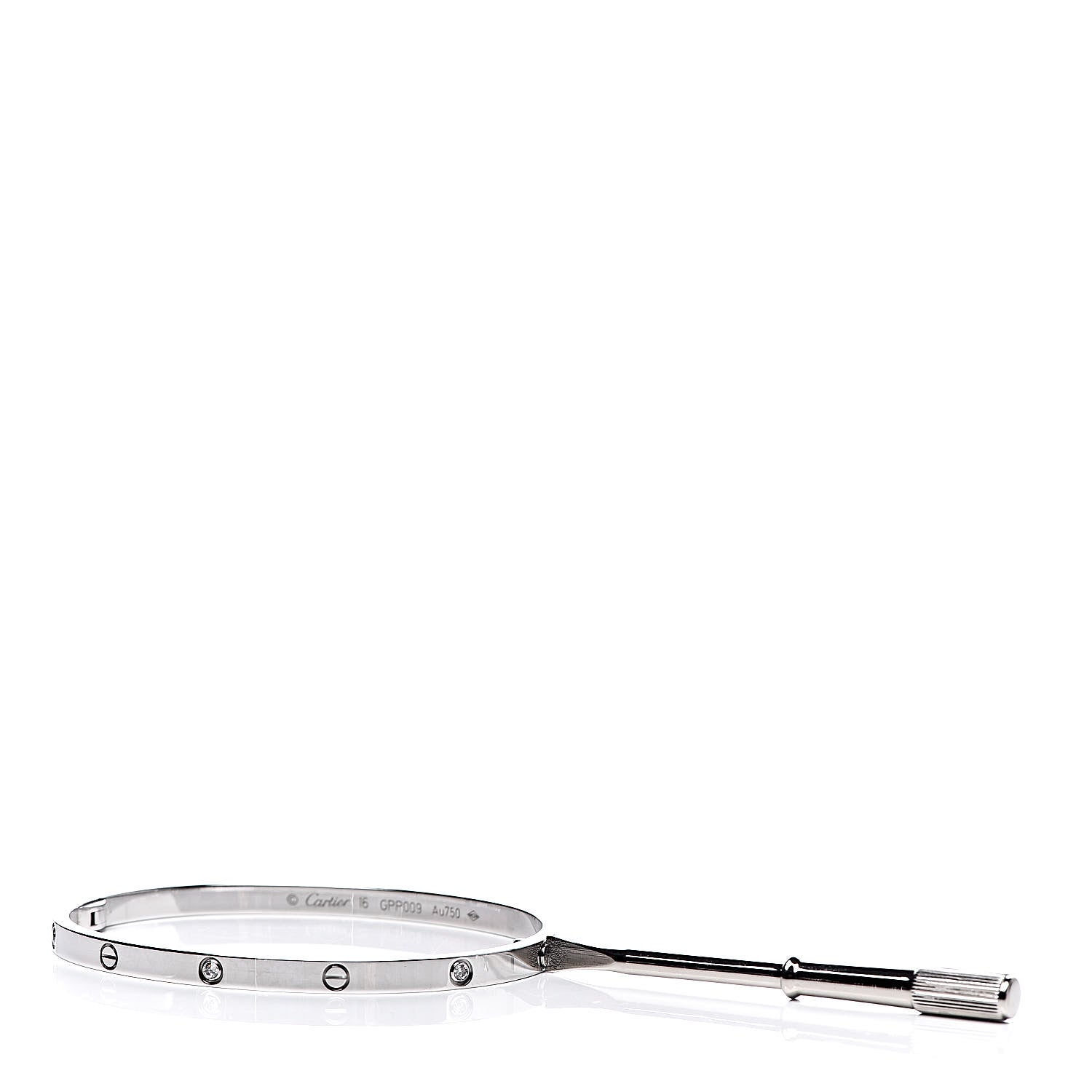 Cartier 18K White Gold 6 Diamond Small LOVE Bracelet 16 5 of 6