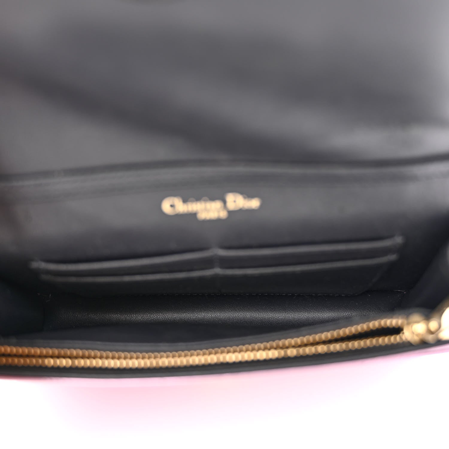 Christian Dior Metallic Patent Micro-Cannage Diorama Wallet on Chain Pouch Pink 5 of 20
