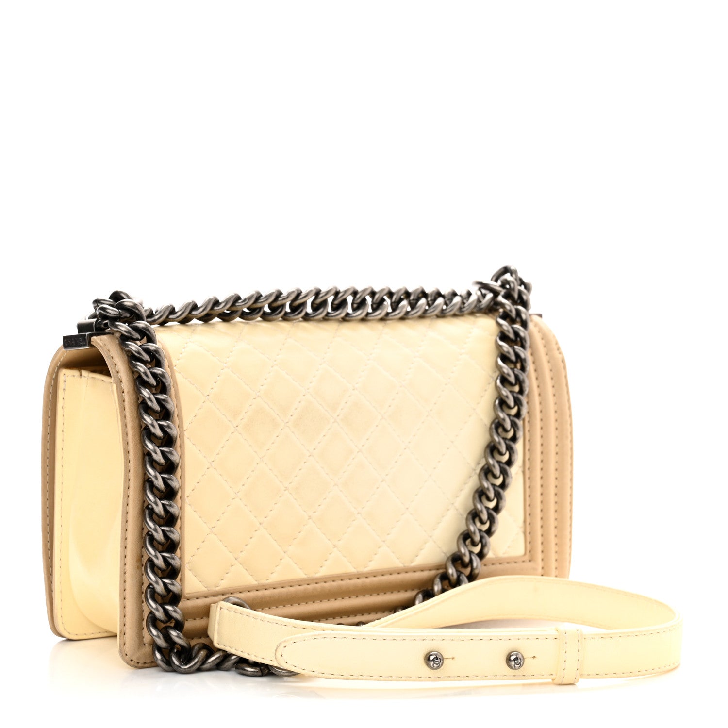 Chanel Lambskin Quilted Medium Boy Flap Ivory Havana Beige 2 of 12