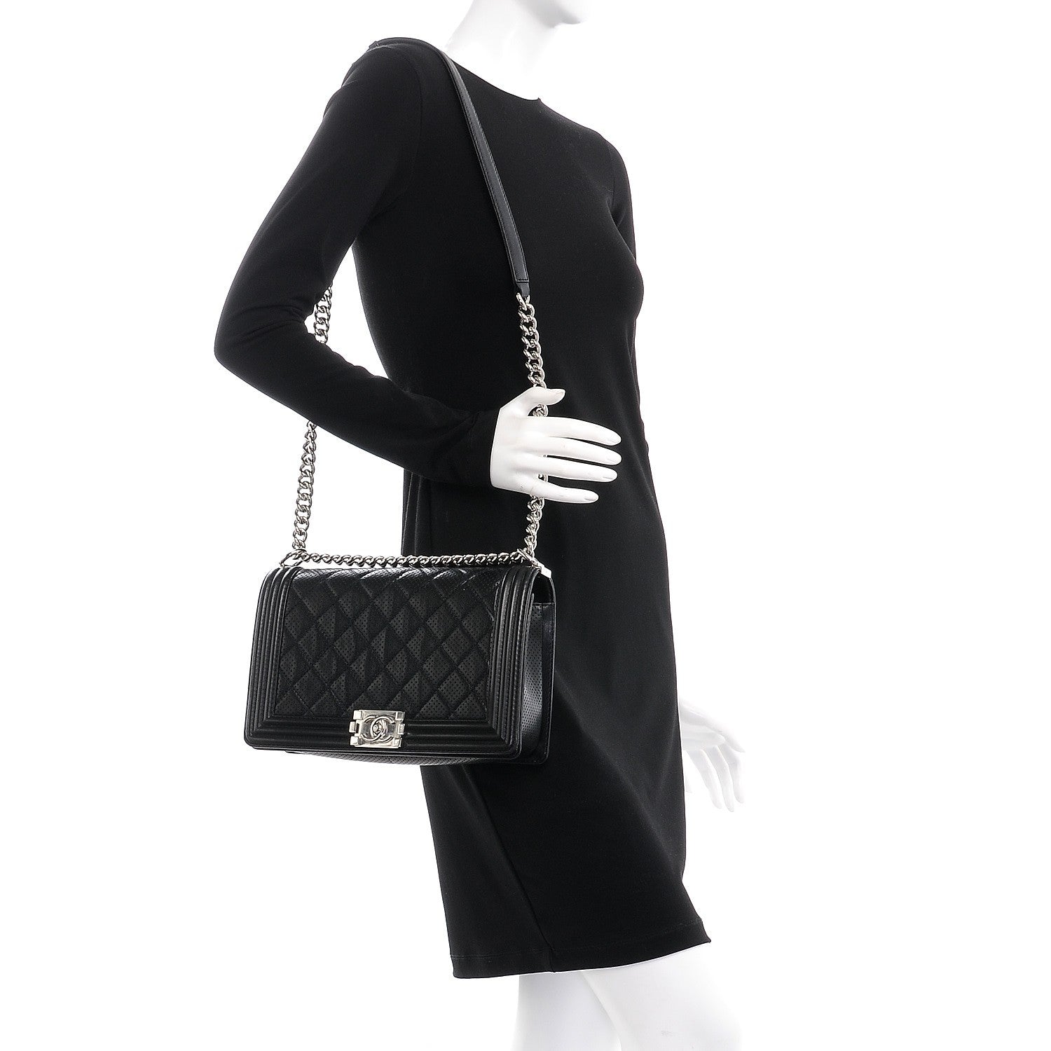 Chanel Perforated Lambskin Quilted New Medium Boy Flap Black 2 of 10
